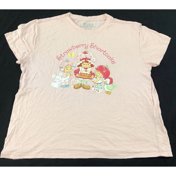 Strawberry Shortcake Tops - Strawberry Shortcake Shirt Womens 2X Pink Graphic Tee Short Sleeve Crew Neck